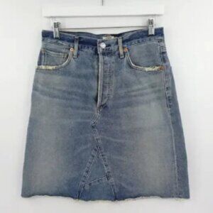 Citizens of Humanity Denim Skirt 28 Blue Liya Button-Fly Cowgirl Rodeo